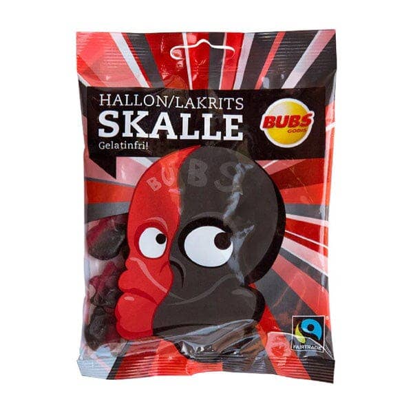 Showcase - BUBS Godis: Raspberry Liquorice Skull Candy (90g)