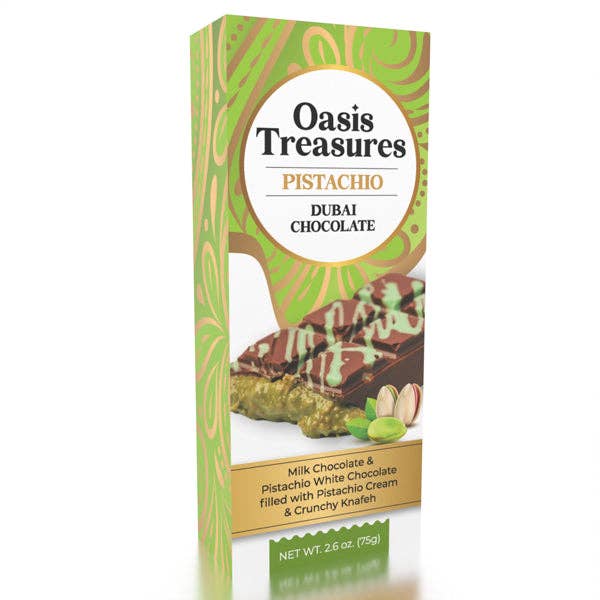 Showcase - Dubai Chocolate Bar Pistachio by Oasis Treasures 75gm/2.65oz