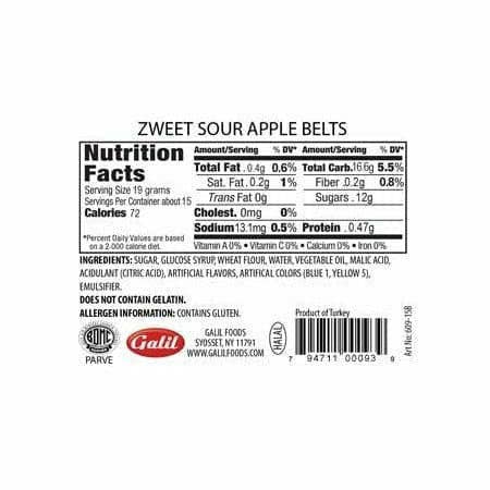 Galil Brands - Sour Green Apple Belts | Zweet | 10 oz