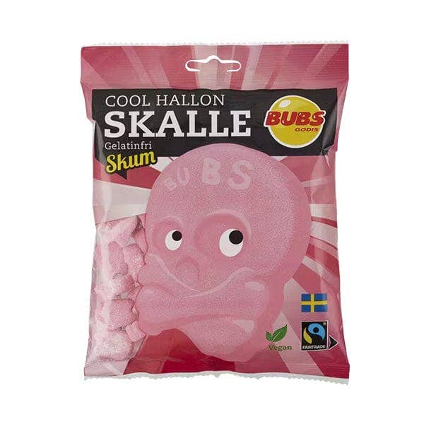 Showcase - BUBS Godis: Cool Raspberry Foam Skulls (90g) Swedish Candy