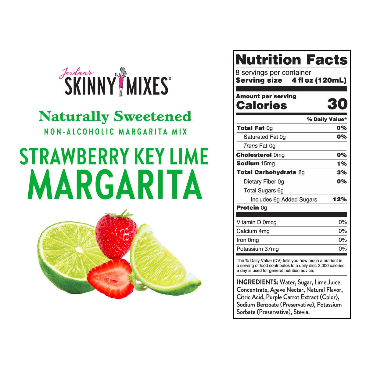 Jordan's Skinny Mixes - Natural Strawberry Key Lime Margarita - Mixer