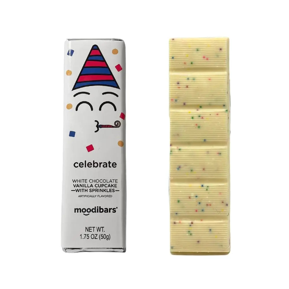 Astor Chocolate Corp. - Moodibars CELEBRATE White Chocolate Cupcake sprinkles 1.75oz