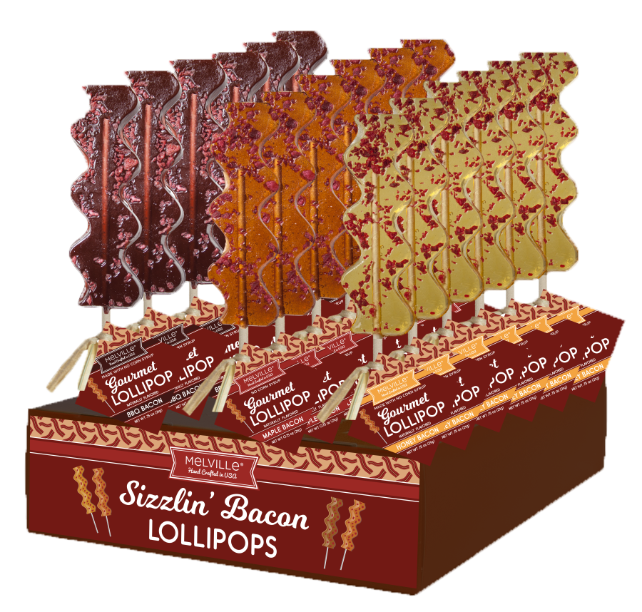 Grandpa Joe's Candy Shop - Melville Lollipops, Sizzlin Bacon, 24ct Assortment