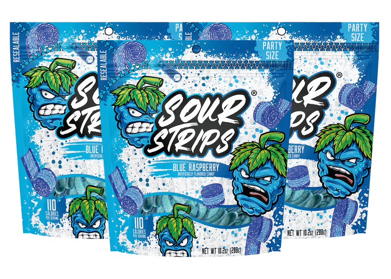 Cow Crack Wholesale - Sour Strips Blue Raspberry Party Pack 10.2 oz