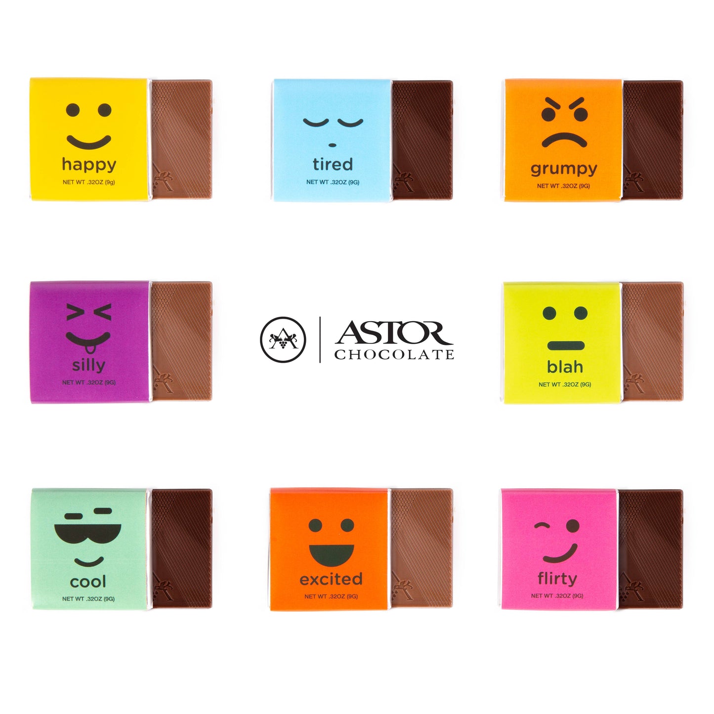 Astor Chocolate Corp. - Moodibars® Squares Tub - Assorted Squares (120 pcs in tub)