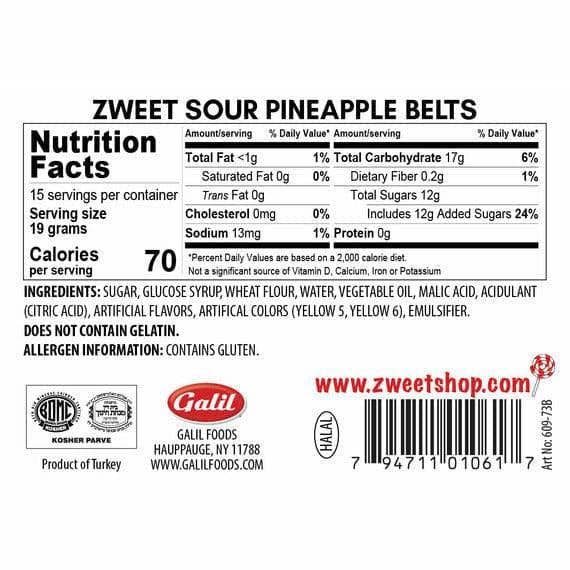 Galil Brands - Sour Pineapple Belts | Zweet | 10 oz