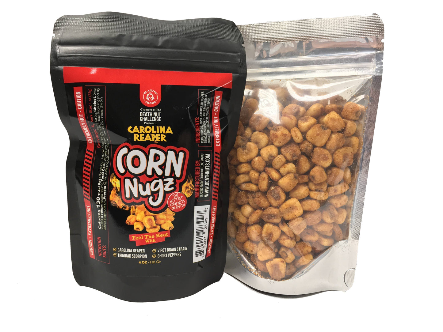BLAZING FOODS - Carolina Reaper 4 OZ Corn Nugz - Spicy Nuts