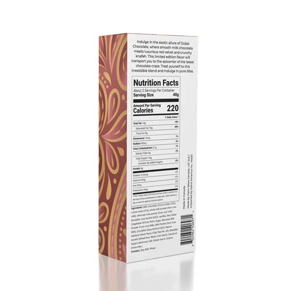 Showcase - Dubai Chocolate Bar Limited Edition Red Velvet by Oasis Treasures (75g)