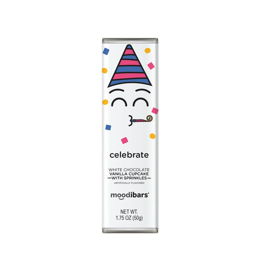 Astor Chocolate Corp. - Moodibars CELEBRATE White Chocolate Cupcake sprinkles 1.75oz