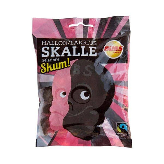 Showcase - BUBS Godis: Raspberry Foam Liquorice Skull Candy (90g)