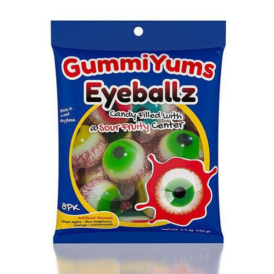 Showcase - GummiYums! EyeBallz & SportBallz (8pc) | Marshmallow Candy W/ Sour Fruity Centre: GummiYums! EyeBallz (8pk)