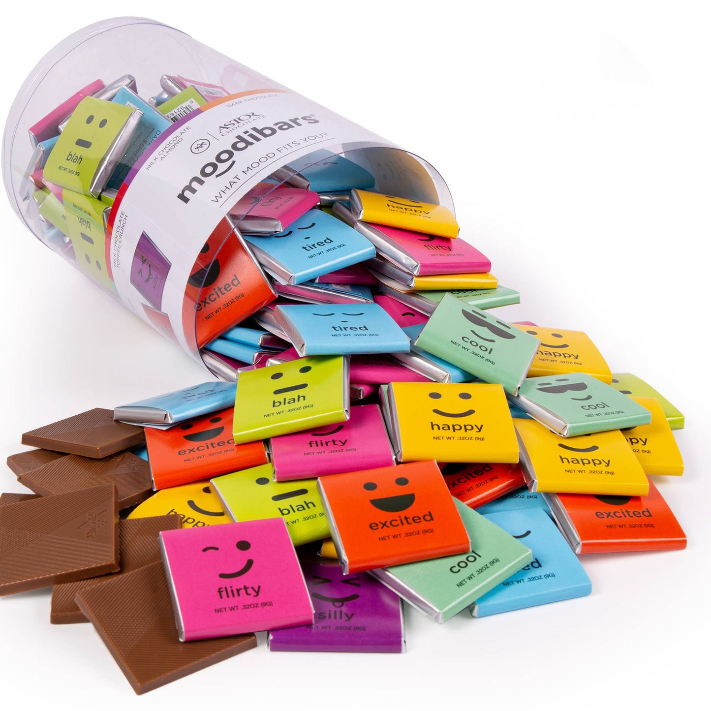 Astor Chocolate Corp. - Moodibars® Squares Tub - Assorted Squares (120 pcs in tub)