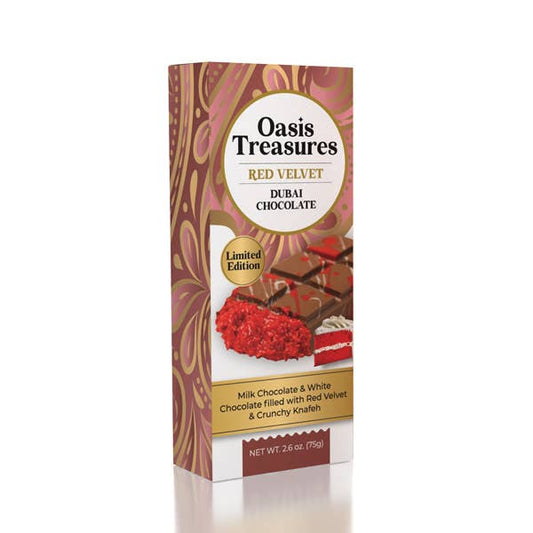 Showcase - Dubai Chocolate Bar Limited Edition Red Velvet by Oasis Treasures (75g)