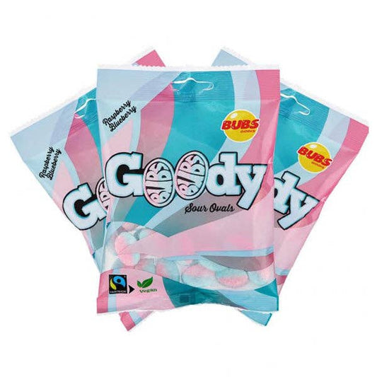 Showcase - BUBS Godis: Sour Raspberry & Blueberry Goody Ovals (90g)