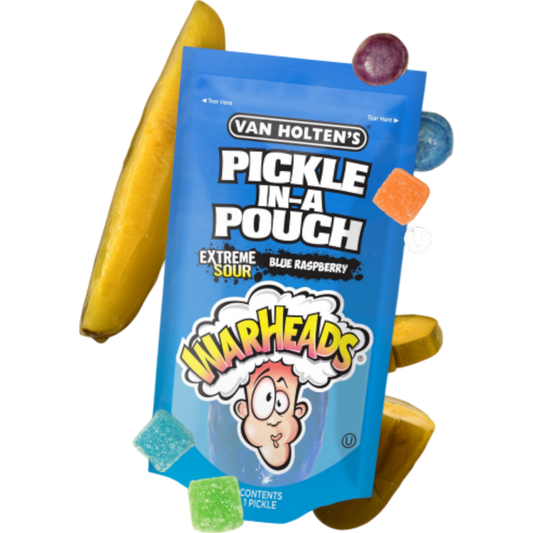 Cow Crack Wholesale - Van Holten's Warheads Extreme Sour Blue Raspberry Dill Pickle in a Pouch