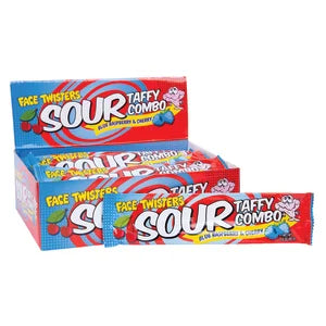 Face Twisters Blue Raspberry Cherry Sour Taffy