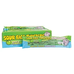 Face Twisters Sour Bubble Gum Green Apple