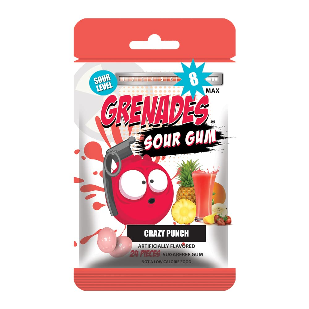 Cow Crack Wholesale - Grenades Sour Gum Crazy Punch 30 Count Bag