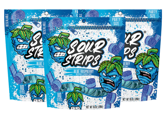 Cow Crack Wholesale - Sour Strips Blue Raspberry Party Pack 10.2 oz