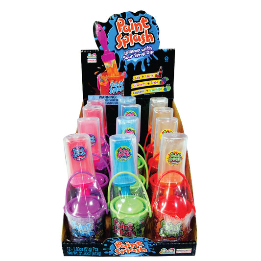 Grandpa Joe's Candy Shop - Kidsmania Paint Splash, Lollipop w/Sour Syrup Dip, 12ct