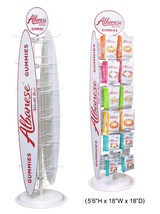 Grandpa Joe's Candy Shop - Display Spinner Floor Rack, Albanese Gummy Peg Bags