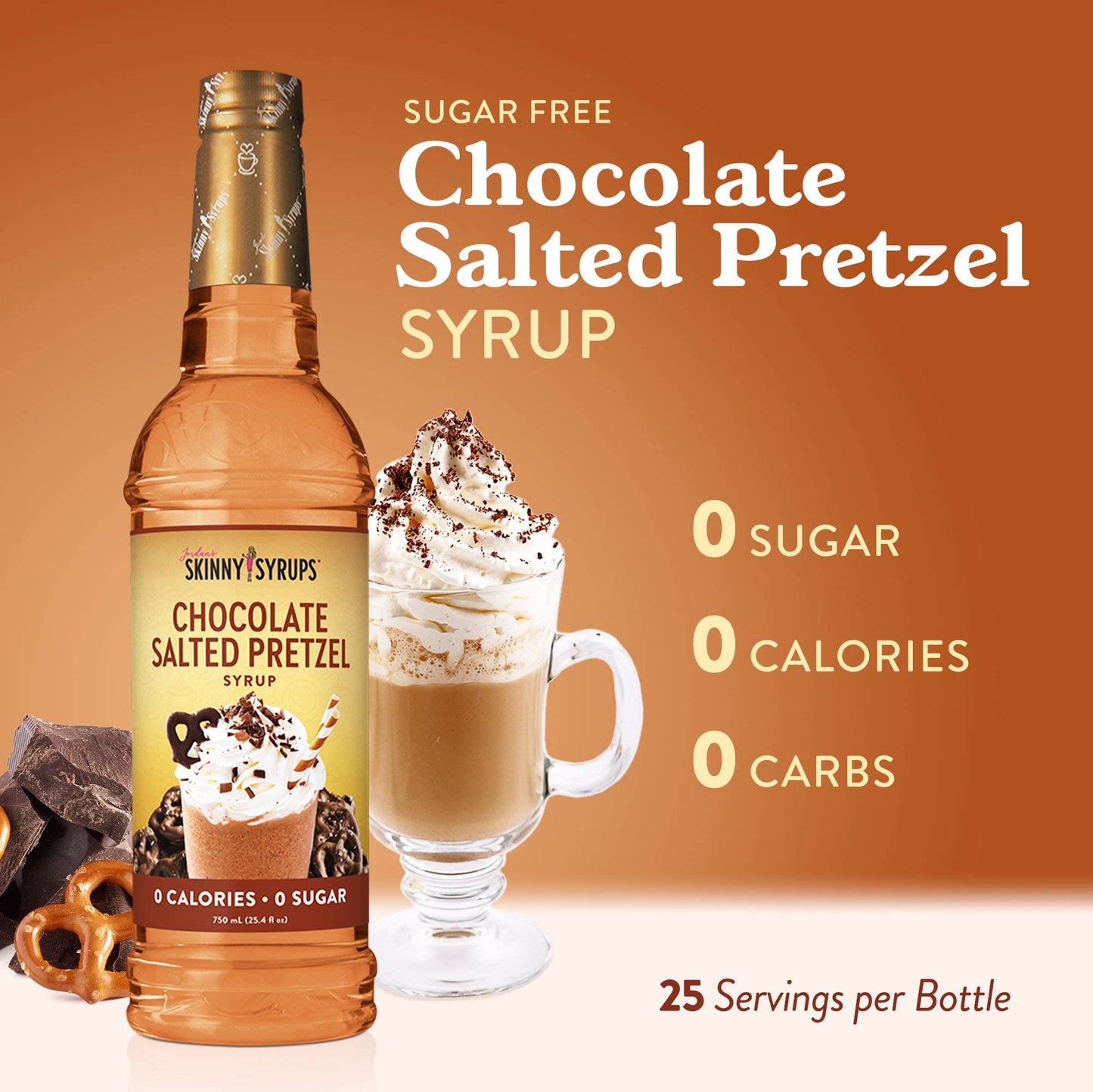 Jordan's Skinny Mixes - Sugar Free Chocolate Salted Pretzel Syrup