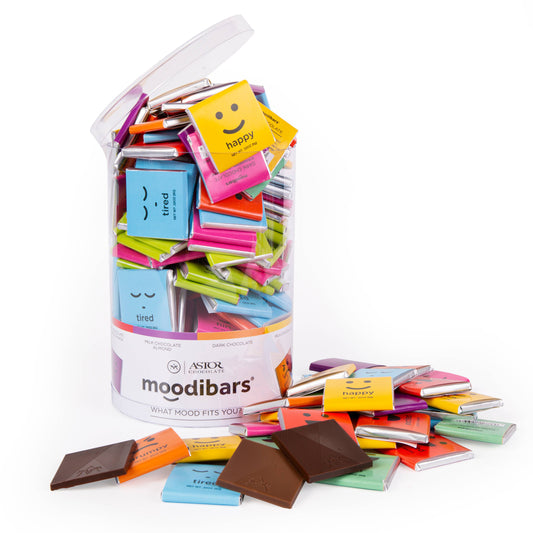 Astor Chocolate Corp. - Moodibars® Squares Tub - Assorted Squares (120 pcs in tub)