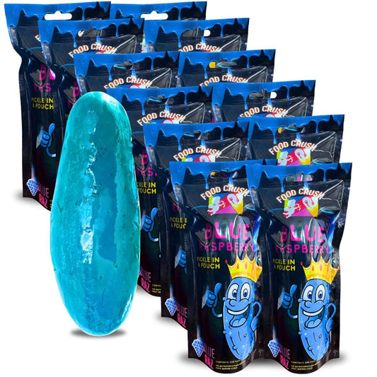Food Crush Corp - 12 Pack Blue Raspberry Pickle In A Pouch Case- Food Crush