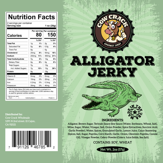 Cow Crack Wholesale - Cow Crack Alligator Jerky 2 oz