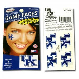 Turnovers Inc - Kentucky Wildcats Game Faces- Waterless 4 Piece Tattoos