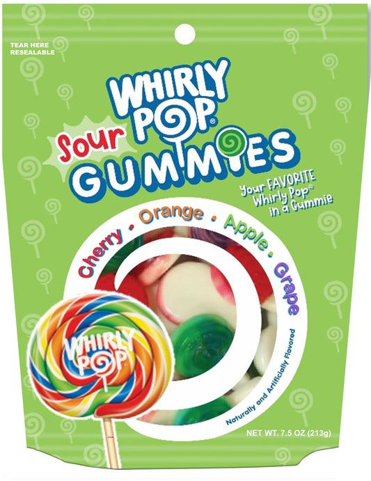 Whirly Pop SOUR Gummies, 7.5oz Peg Bag